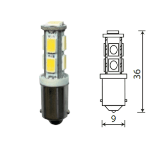 Светодиод 12V T 8 10SMD WHITE (5730) BA9S (блистер. 2 шт.)