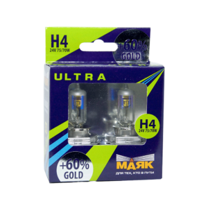 Автолампа H4 24V 75/70W P43t +60% Gold "Маяк УЛЬТРА" Маяк