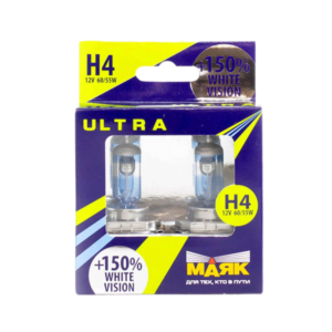 Автолампа H4 60/55W+150 White Vision ULTRA МАЯК