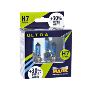 Автолампа H7 55W+30 Super White ULTRA NEW Маяк