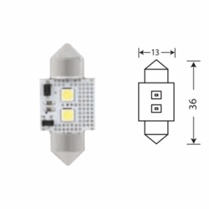 Светодиод 12V T11x31 2SMD CANBUS 180° SUPER WHITE МАЯК