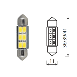 Светодиод 12V T11x39 6SMD (5730) А-37 SUPER WHITE