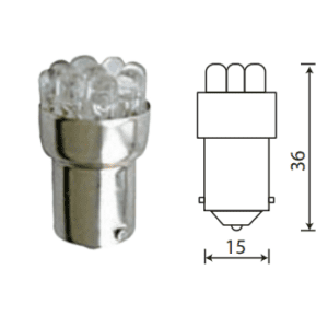 Светодиод 12V T15 5LED WHITE BA15S (габарит. 5 диодов)