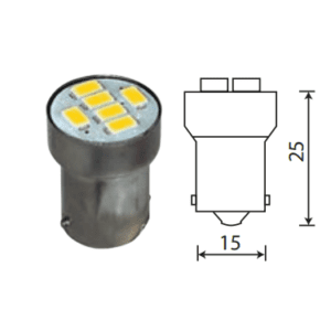 Светодиод 12V T15W 6SMD(5730) BA15S WHITE