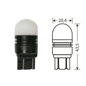 Светодиод 12V T20/5 4SMD BLK (2835) W3x16q SUPER WHITE