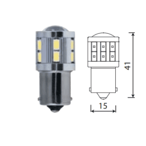 Светодиод 12V T25 12SMD+1SMD (5730) BAY15D WHITE LENS 360° ULTRA A-21-1156