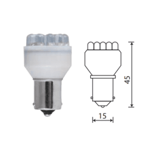 Светодиод 12V T25 9LED WHITE BA15S (стоп. поворот. 9диодов)