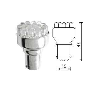 Светодиод 12V T25/5 12LED WHITE BAY15D WHITE (стоп. поворот. 12 диод.. двухконтактн.