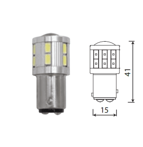 Светодиод 12V T25/5 12SMD+1SMD (5730) BAY15D WHITE LENS 360° ULTRA A-21-1157