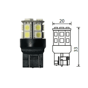 Светодиод 12V T20/5 13SMD(5730) W3x16Q WHITE LENS 360° ULTRA