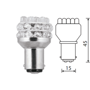 Светодиод 12V T25+5 27LED WHITE BAY15D 2-х конт.(бл.)